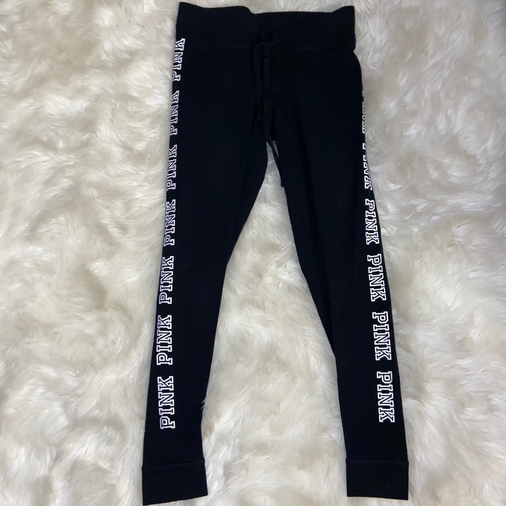 Black PINK Drawstring Leggings